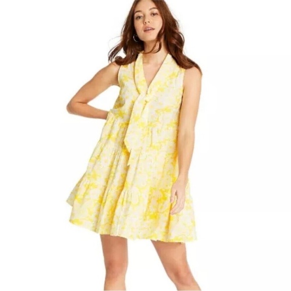 Lisa Marie Fernandez yellow & White floral flowy cotton dress sz small preloved - Picture 2 of 8